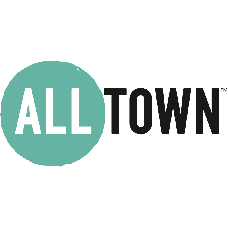 Logo of 'All Town' with a green circle and black text on a white background