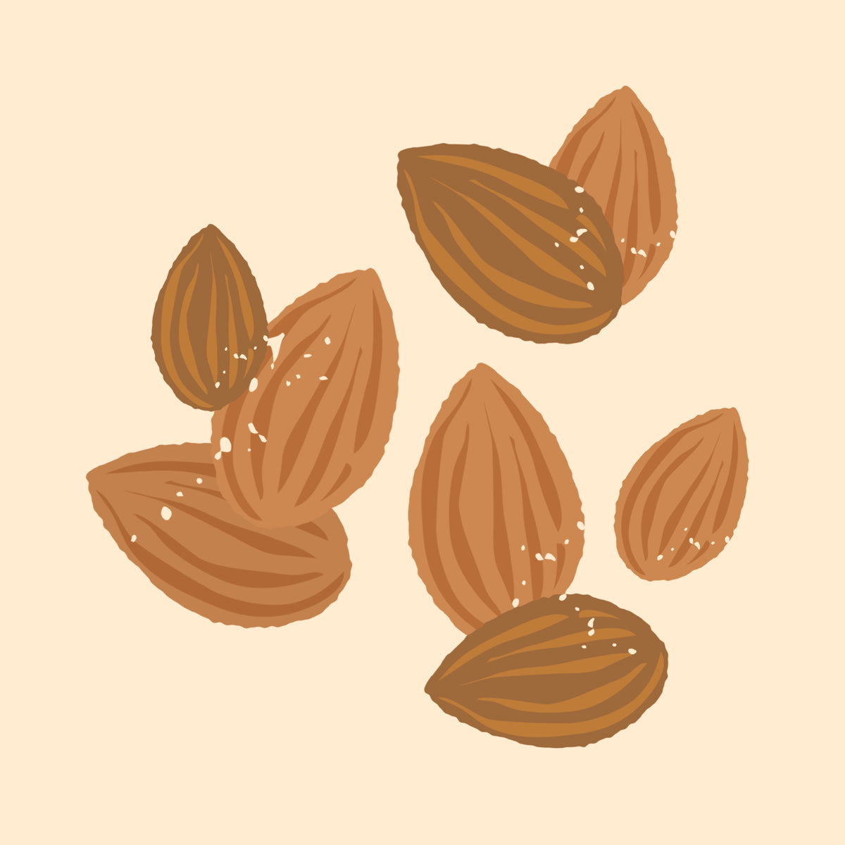 Illustration of almonds on a beige background