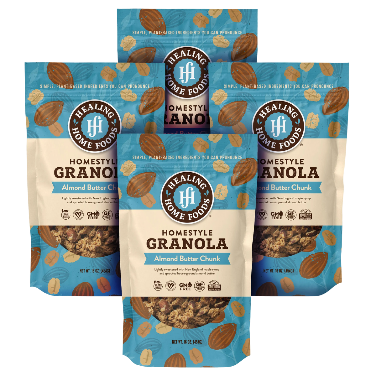 Reduced Sugar Almond Butter Chunk Granola - Case of 4 (1 lb Bags)