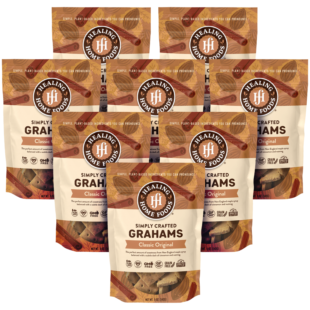 Healing Home Foods Simply Crafted Grahams 8 pack on a white 
